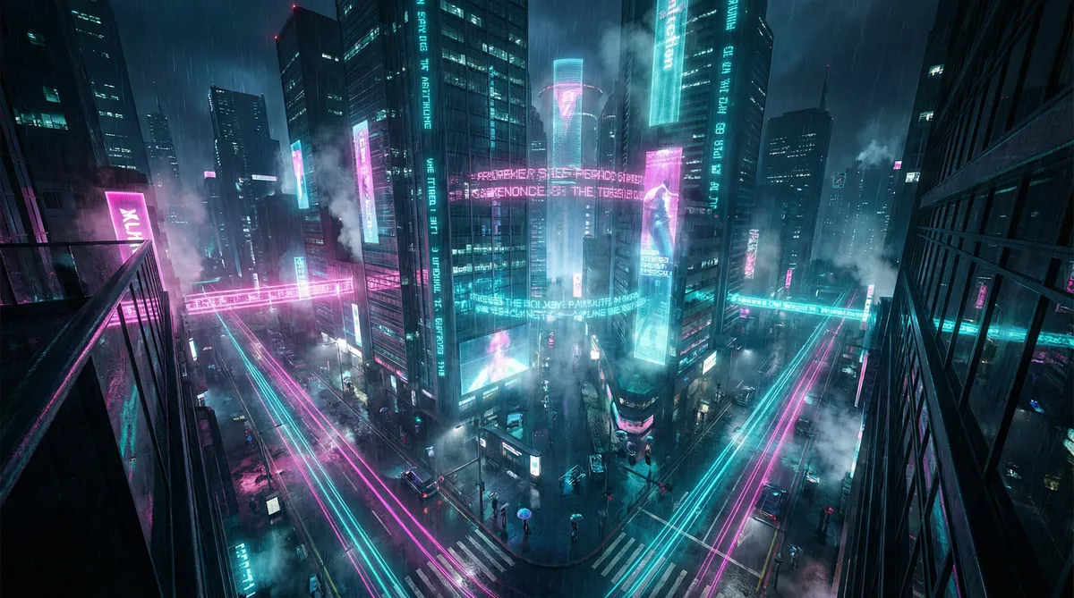 漂亮的保姆3完整版 竖屏短剧平台首页背景 - 赛博朋克都市夜景